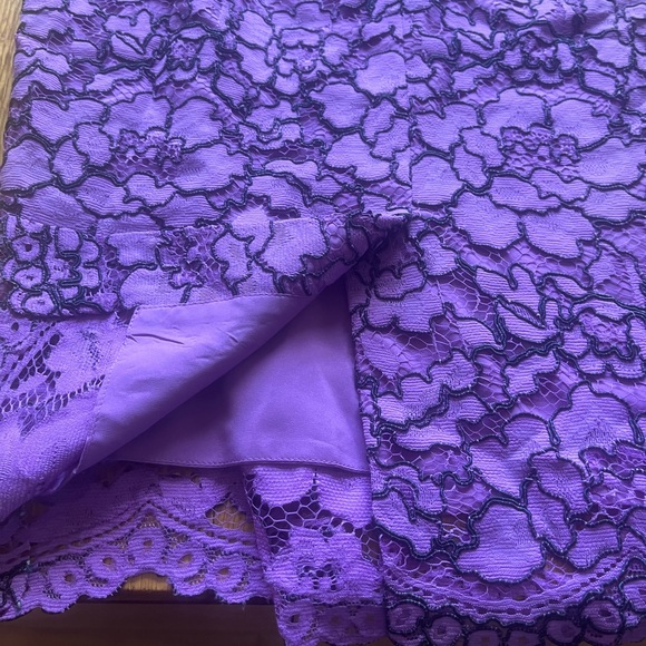 Lela Rose Women's Corded Lace Flounce Sleeve Dress Size 12 Lavender - Picture 12 of 14